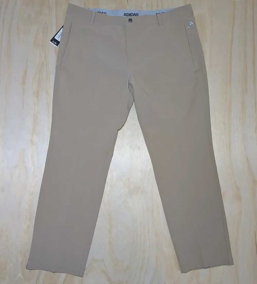 Adidas Men's Size 42x32 Three Stripe Khaki Tan Lightweight Golf Pants Stretch